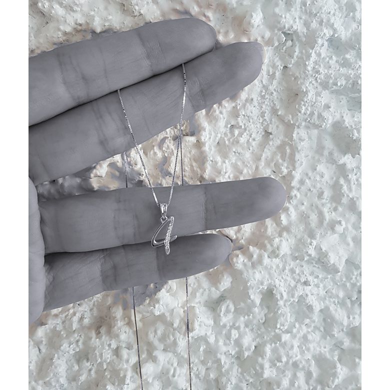 Ciondolo chiffre 4 - Oro bianco 18kt - Diamanti 0.015ct - 2