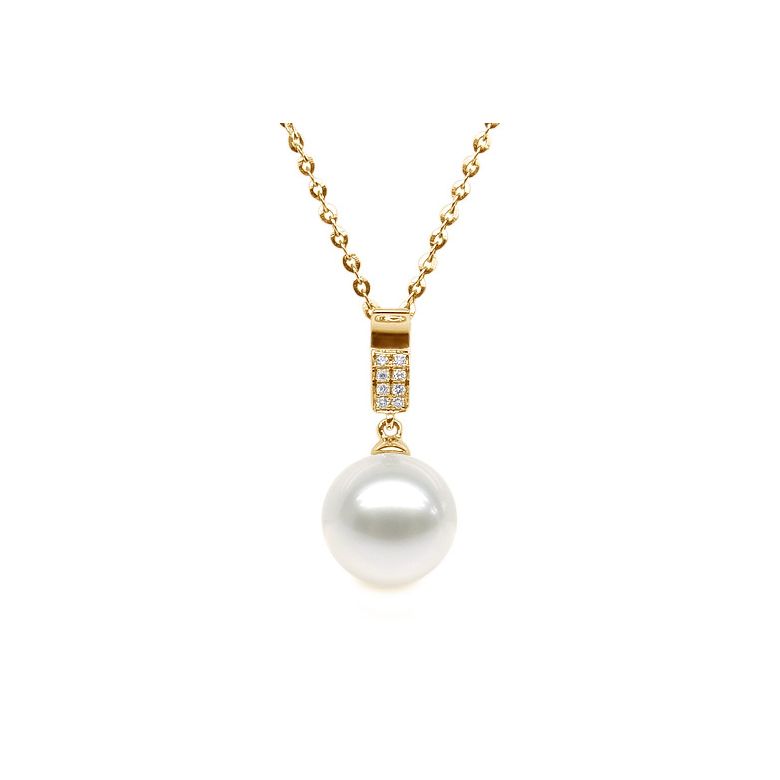 Ciondolo Xilo - Oro Giallo, Perla d'Acqua Dolce e Diamanti - 5