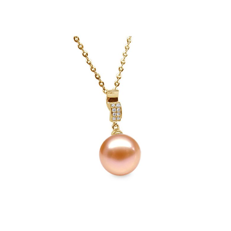 Ciondolo Xilo - Oro Giallo, Perla d'Acqua Dolce e Diamanti - 7