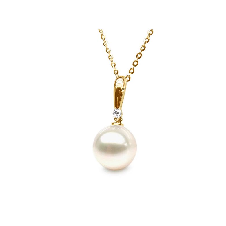 Ciondolo Hainan - Oro Giallo, Perla d'Acqua Dolce e Diamante - 3