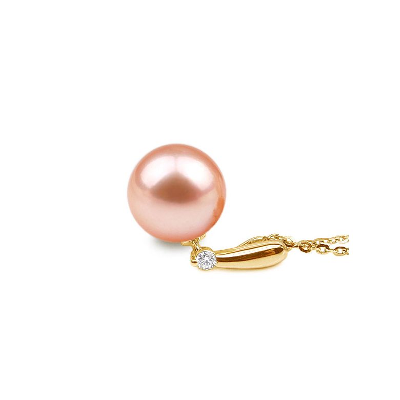 Ciondolo Hainan - Oro Giallo, Perla d'Acqua Dolce e Diamante - 9