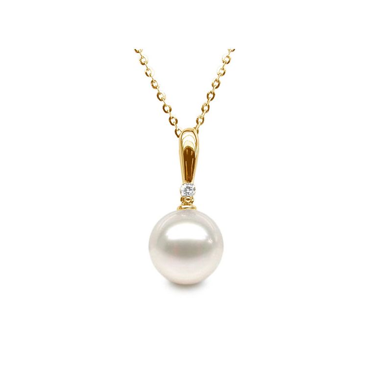 Ciondolo Hainan - Oro Giallo, Perla d'Acqua Dolce e Diamante - 1