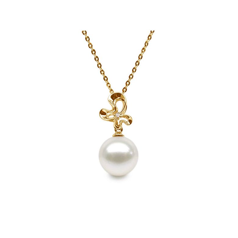 Ciondolo Fleur Sauvage - Oro Giallo, Perla d'Acqua Dolce e Diamante - 1