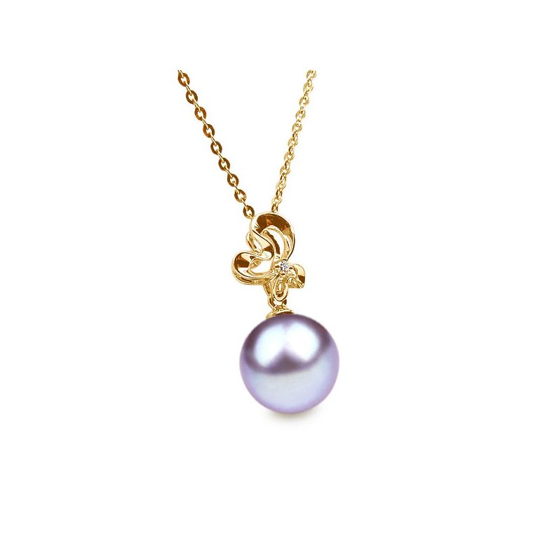 Ciondolo Fleur Sauvage - Oro Giallo, Perla d'Acqua Dolce e Diamante - 7