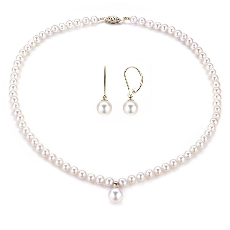 Parure Perle Acqua Dolce Bianche Épouse Moi - Collana e Orecchini 5/10mm - 1