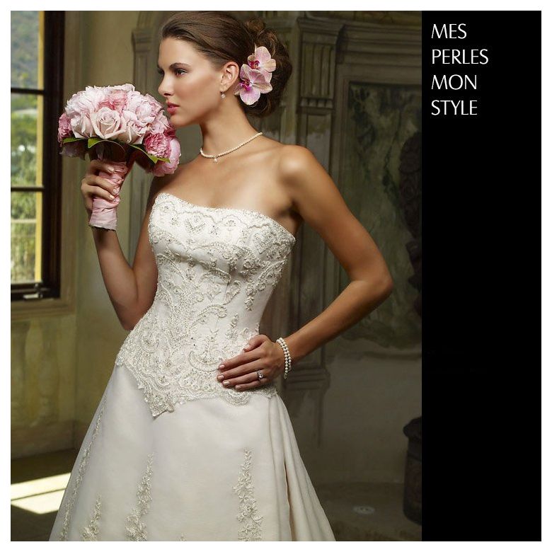 Parure Perle Acqua Dolce Bianche Épouse Moi - Collana e Orecchini 5/10mm - 3