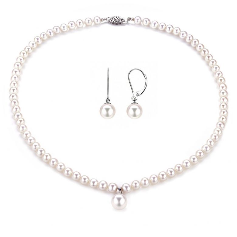 Parure Perle Acqua Dolce Bianche Épouse Moi - Collana e Orecchini 5/10mm - 2
