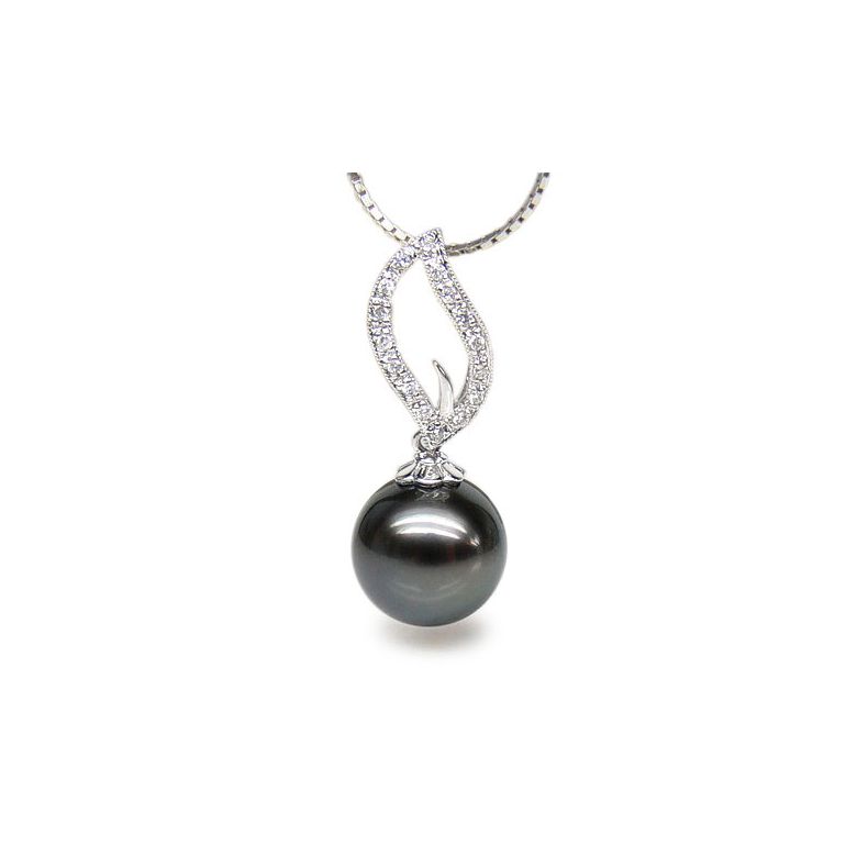 Ciondolo Samos - Oro Bianco e Perla di Tahiti - 2