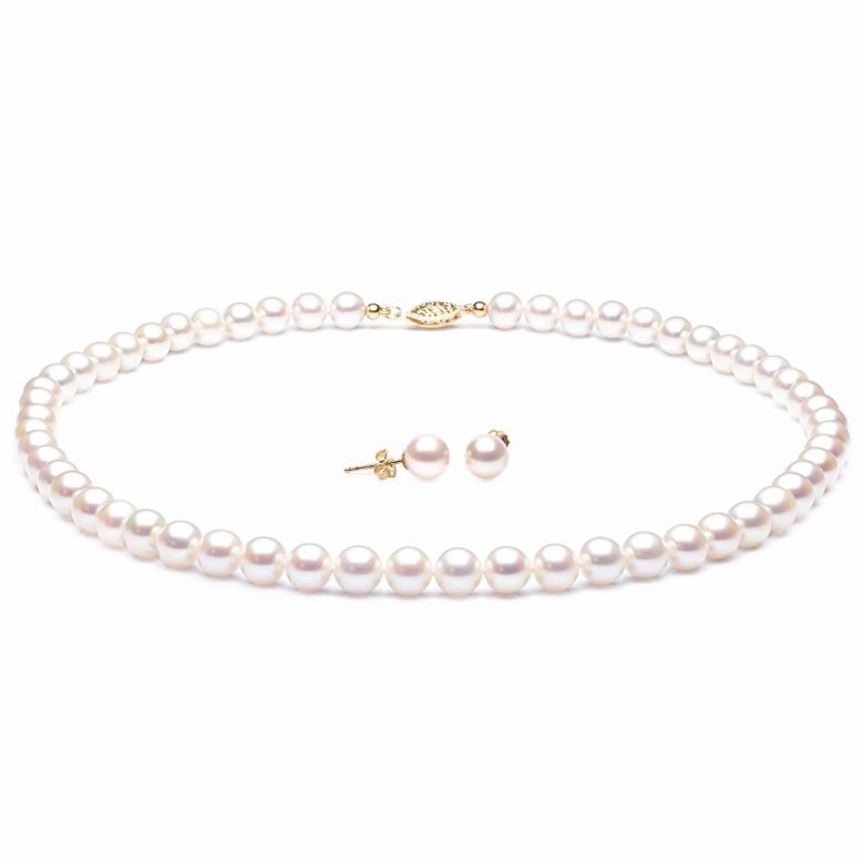 Parure Perle Sposa Acqua Dolce Coquette - Collana & Orecchini - Oro Giallo - 1