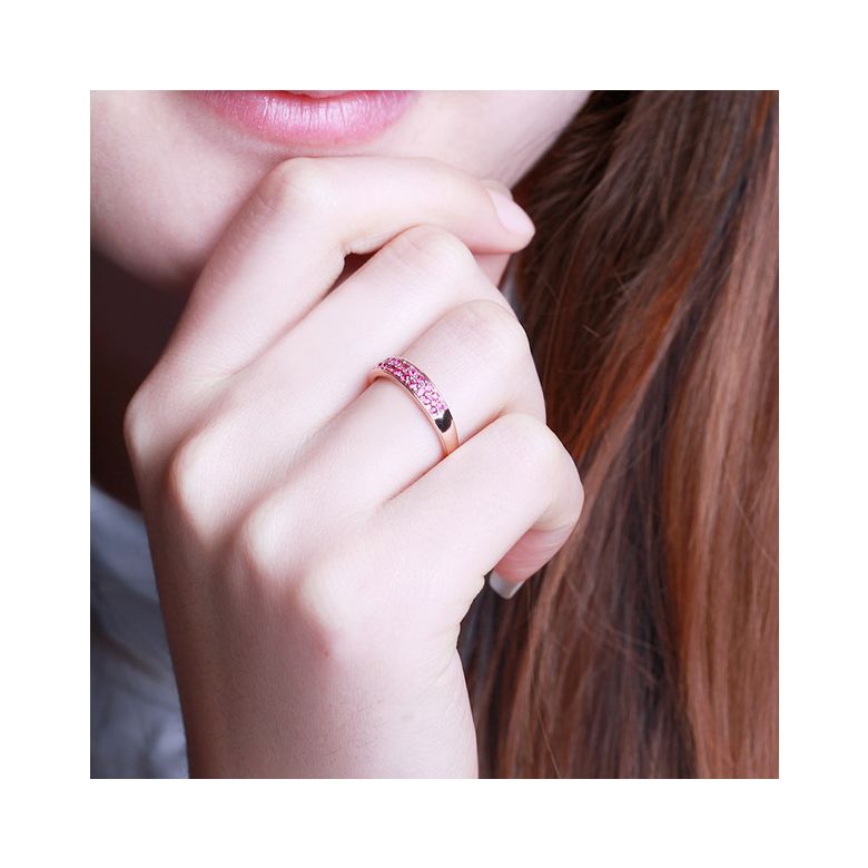 Fede Nuziale Diana - Oro Rosa e Riviera Mezzo Giro di Rubini - 2