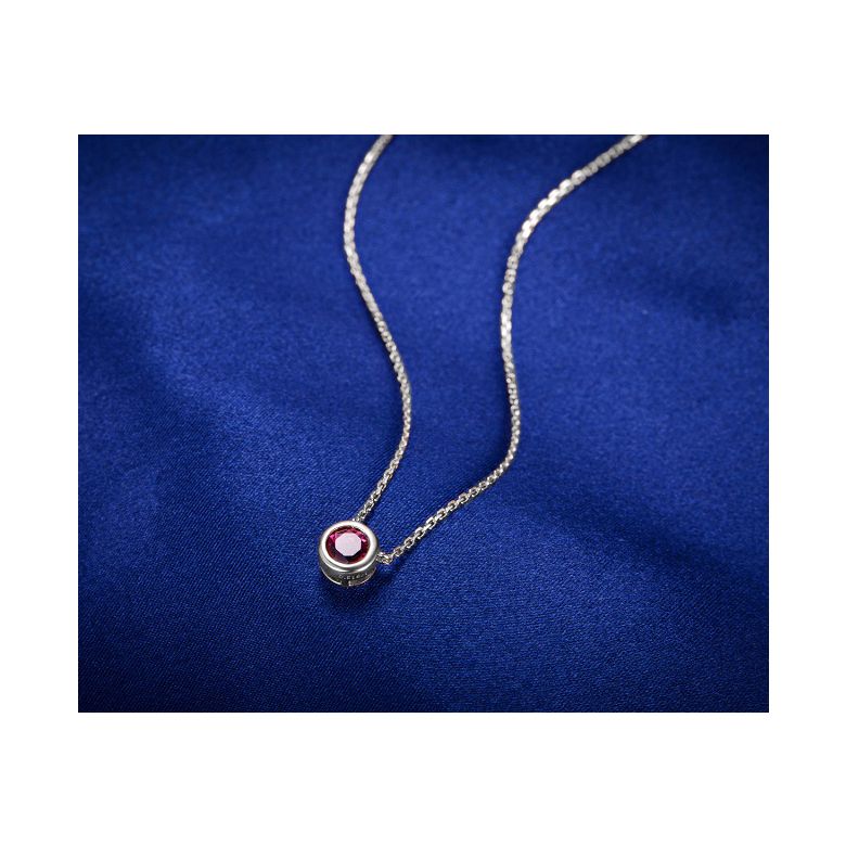 Collana ciondolo solitario, Rubino e Oro bianco - 5