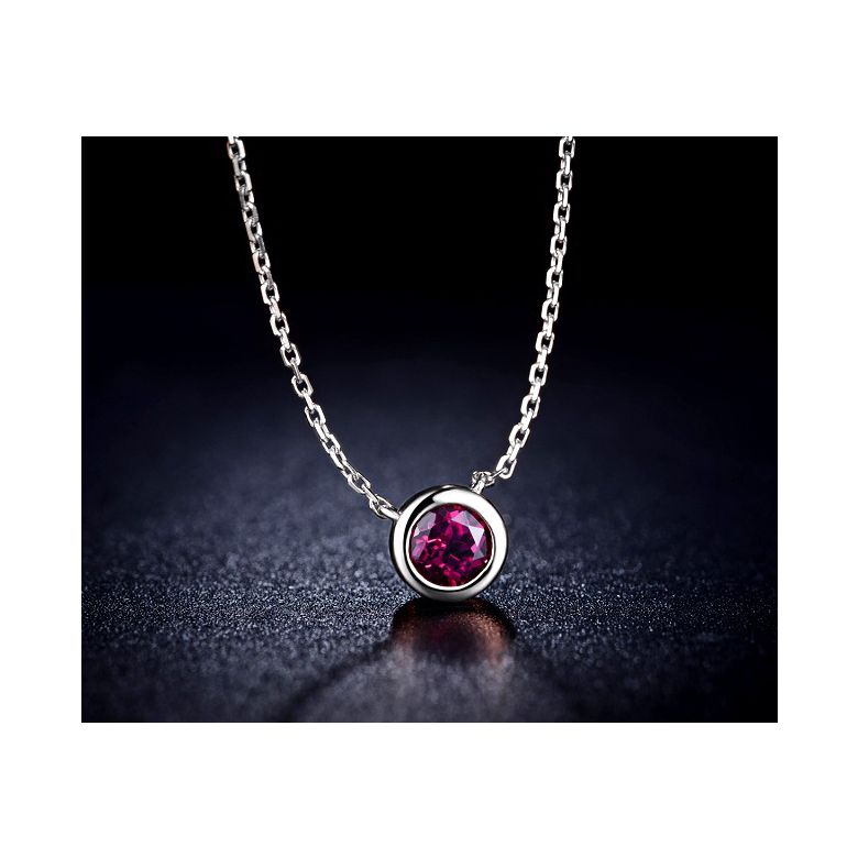 Collana ciondolo solitario, Rubino e Oro bianco - 3