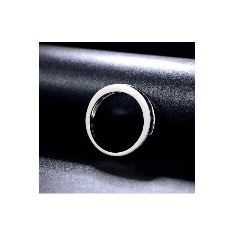 Anello Veretta Principessa - Oro Bianco e Riviera di Zaffiri Princess a Binario - 6