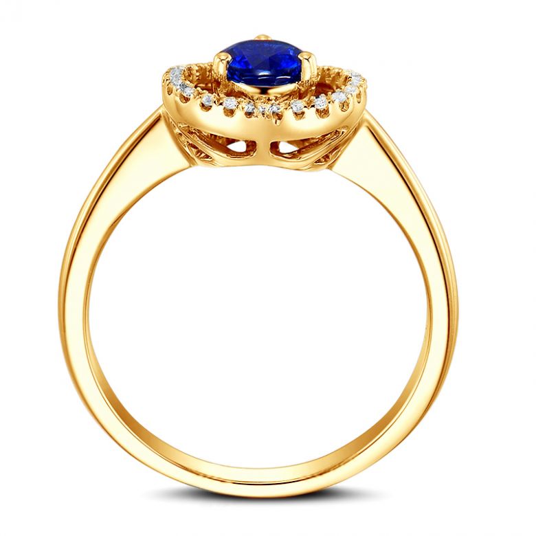 Anello Love Me Tender - Oro Giallo, Diamanti & Zaffiro Blu - 6
