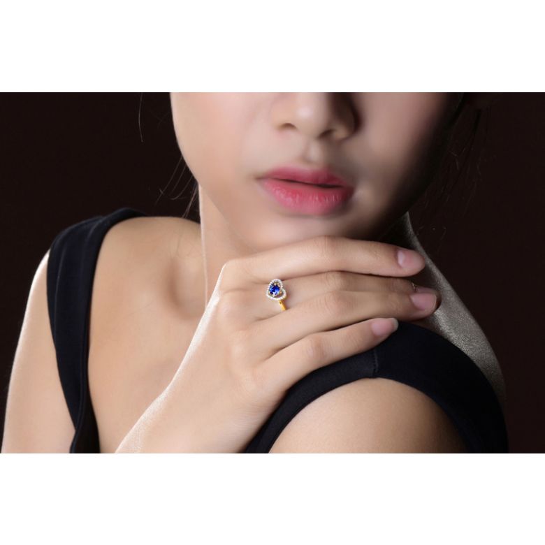 Anello Love Me Tender - Oro Giallo, Diamanti & Zaffiro Blu - 2