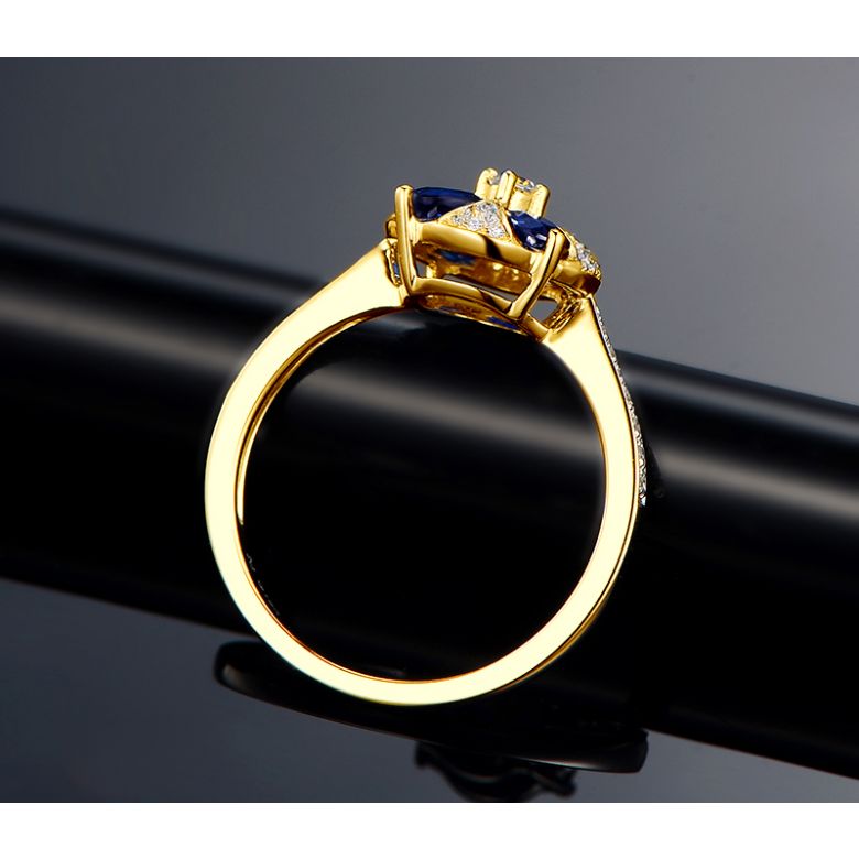 Anello da Donna Fleur - Oro Giallo, Diamanti & Zaffiri Ovali - 6