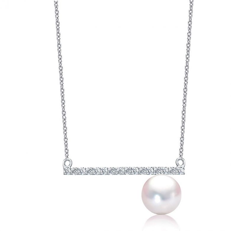 Collana Ciondolo Réflexion - Oro Bianco, Diamanti & Perle Akoya - 1