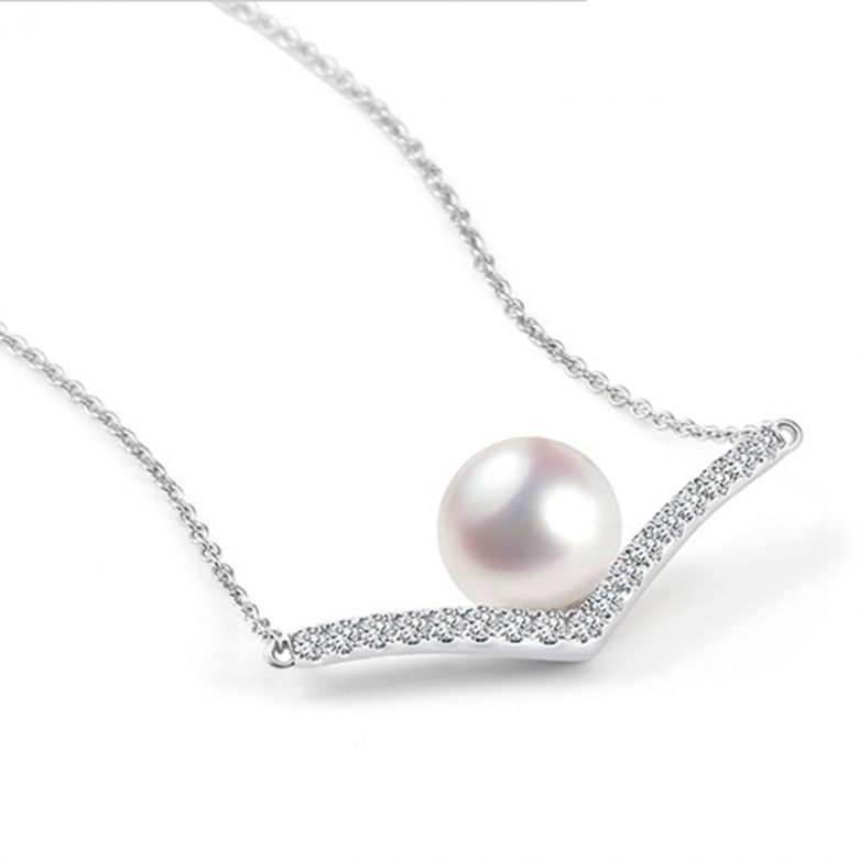 Collana Ciondolo Réflexion - Oro Bianco, Diamanti & Perle Akoya - 4