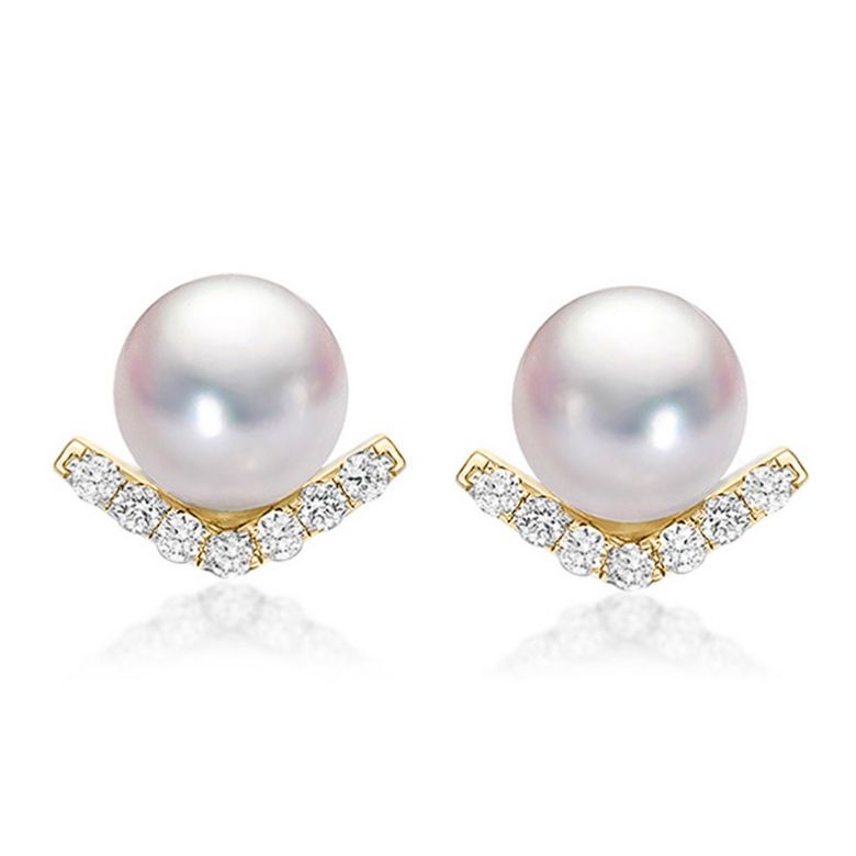 Orecchini A Lobo Réflexion - Oro Giallo, Diamanti & Perle Akoya - 1