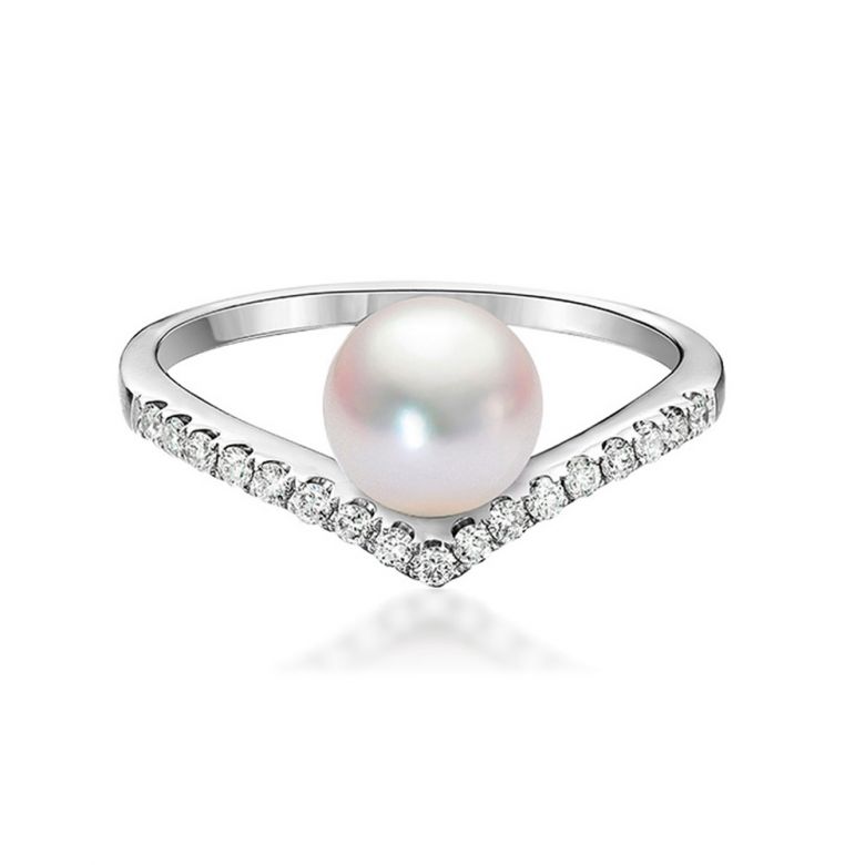 Anello Réflexion - Oro Bianco, Diamanti & Perla Akoya - 1