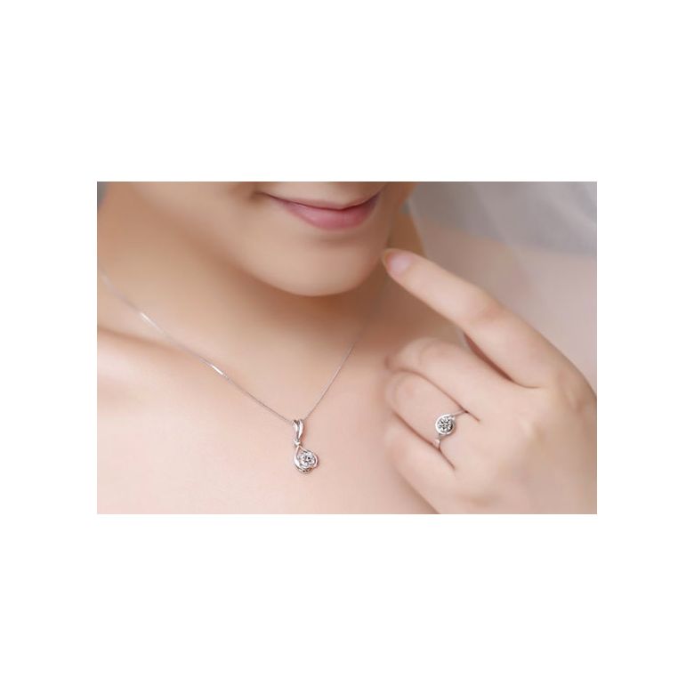 Anello di Fidanzamento Stregato - Oro Bianco & Diamante - 2