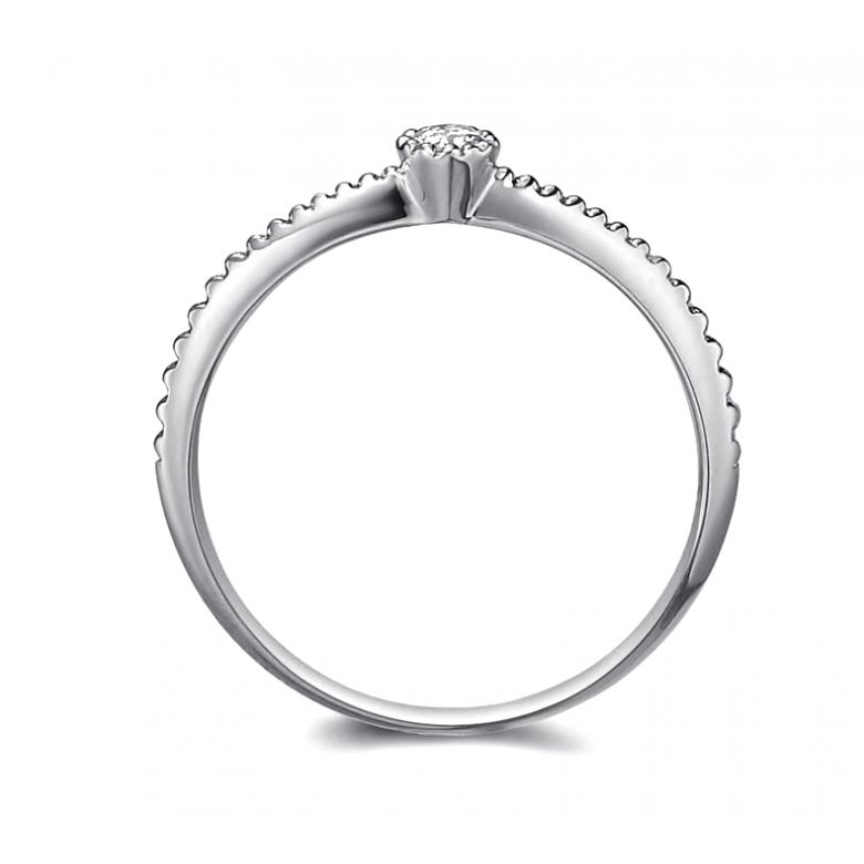 Anello di Fidanzamento Cristaline - Oro Bianco & Diamante Solitario - 8