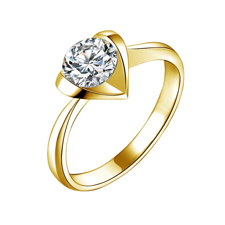 Anello di Fidanzamento Cuore Maestoso - Diamante Solitario & Oro Giallo | Gemperles - 1