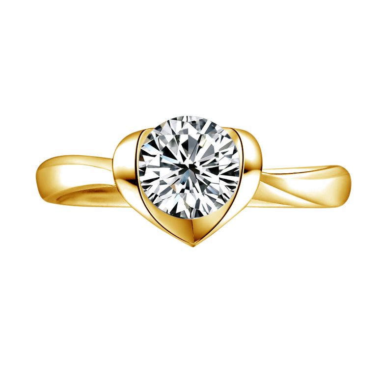 Anello di Fidanzamento Cuore Maestoso - Diamante Solitario & Oro Giallo | Gemperles - 3
