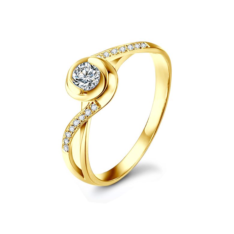 Anello Solitario Composto A Julie - Oro Giallo & Diamante | Gemperles - 1