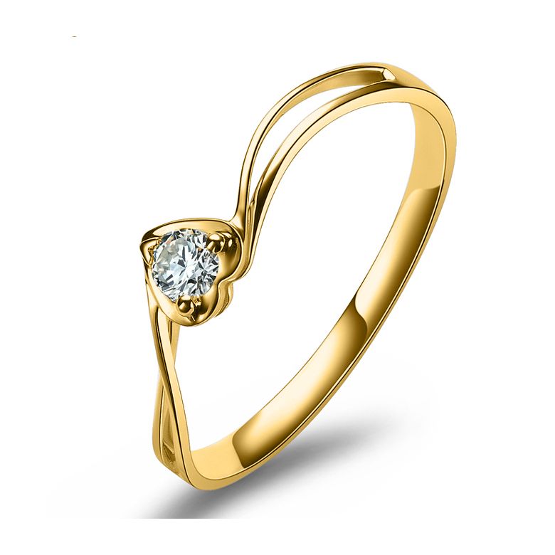 Anello di Fidanzamento Cuore Mio - Oro Giallo & Diamante Solitario | Gemperles - 1