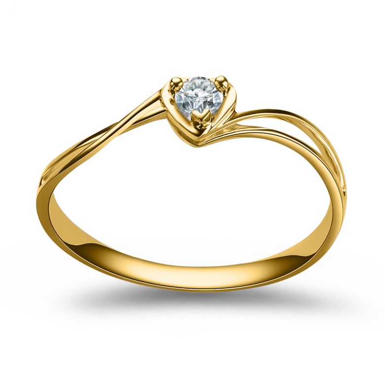 Anello di Fidanzamento Cuore Mio - Oro Giallo & Diamante Solitario | Gemperles - 2