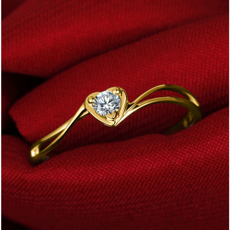 Anello di Fidanzamento Cuore Mio - Oro Giallo & Diamante Solitario | Gemperles - 4