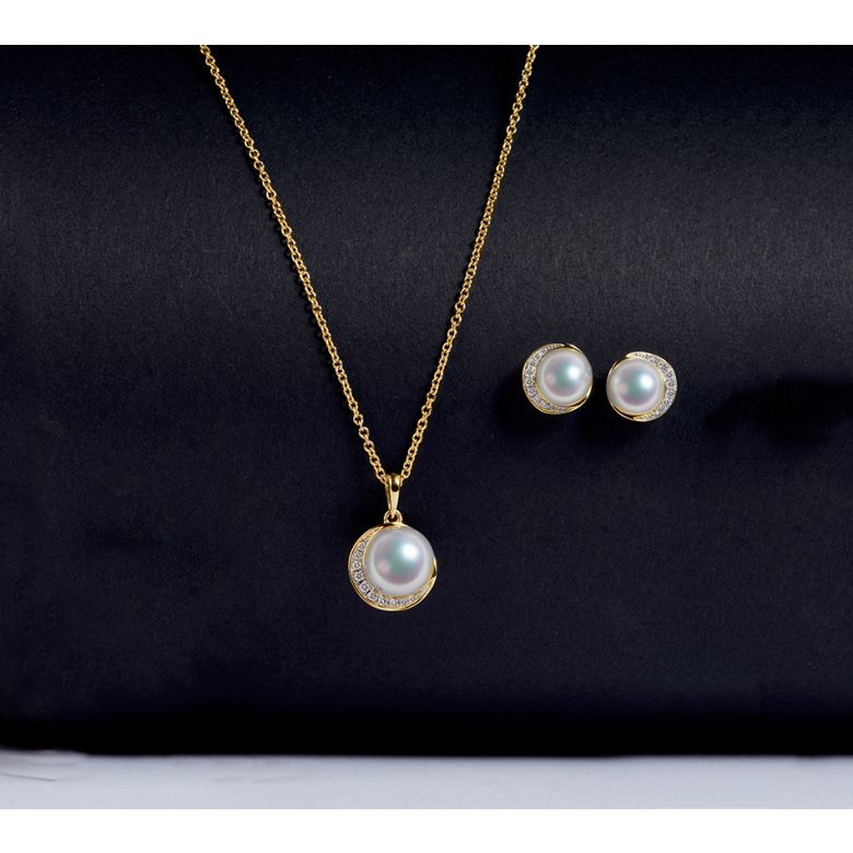 Parure Hinata - Oro Giallo, Diamanti & Perle Akoya - 5