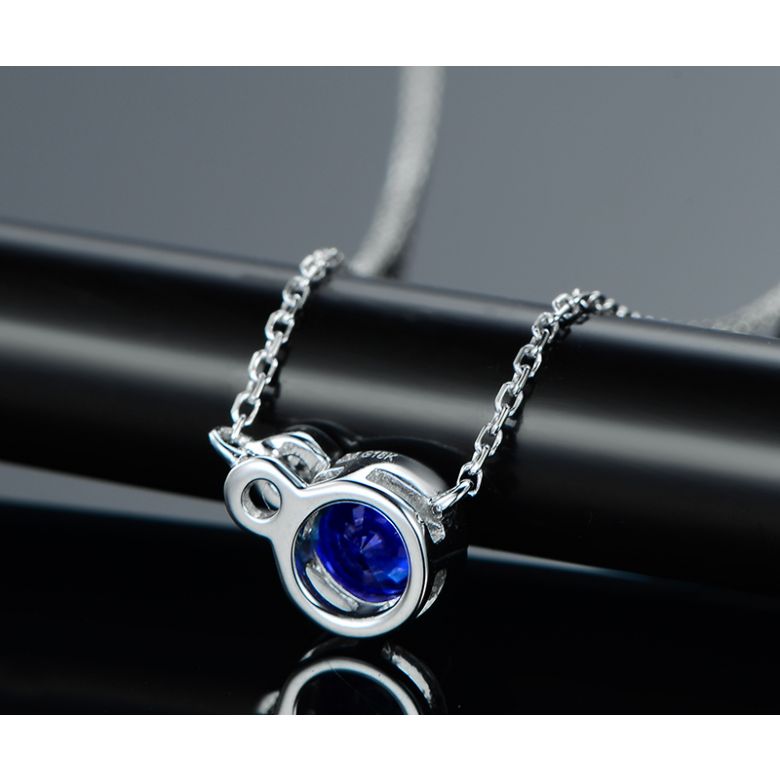 Ciondolo in oro bianco con Duo Zaffiro e Diamante - 4