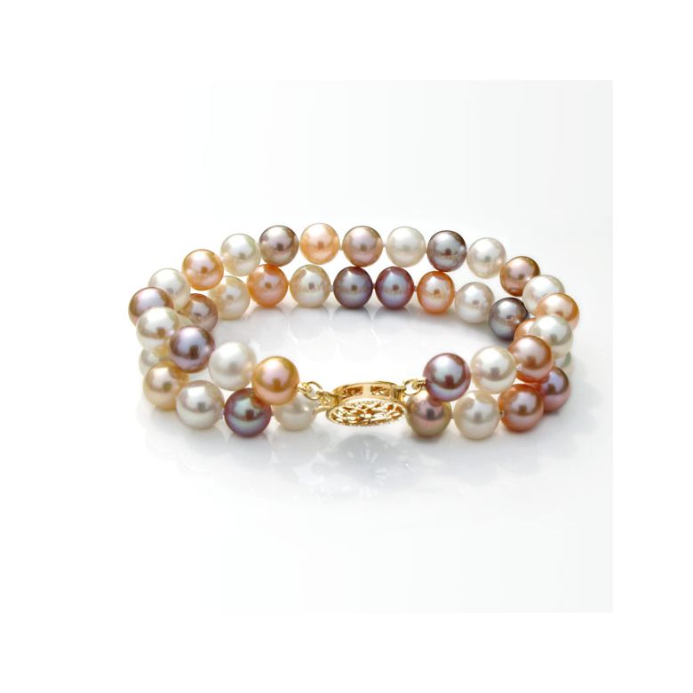 Parure 2 Fili Perle Miste Plurale - Collana e Braccialetto 6.5/7mm - 5